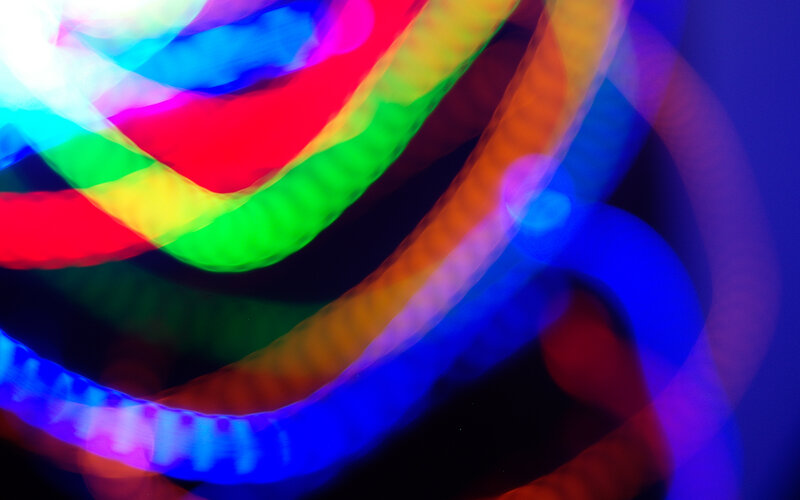 Colorful light trails in motion