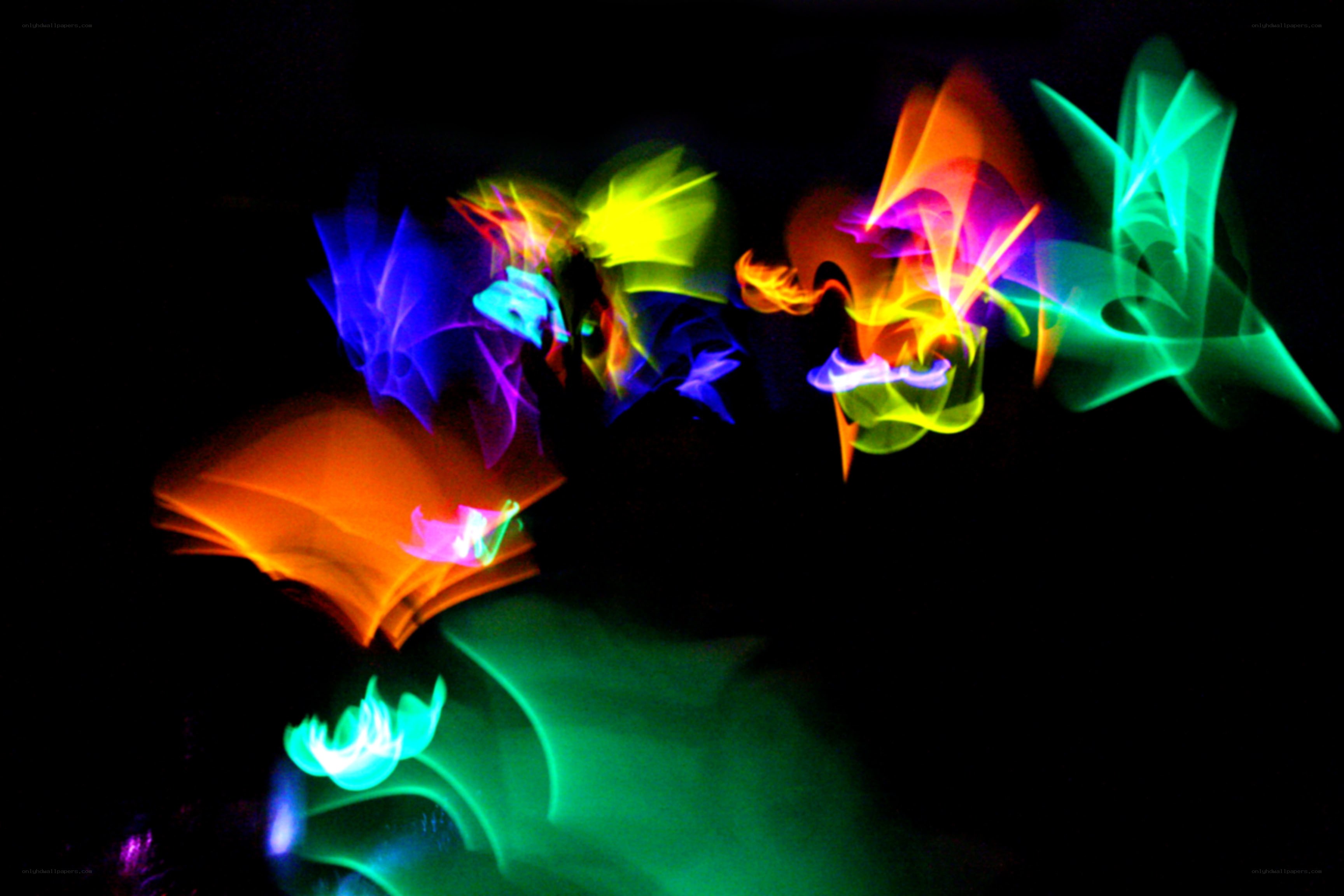 Colorful light trails in motion