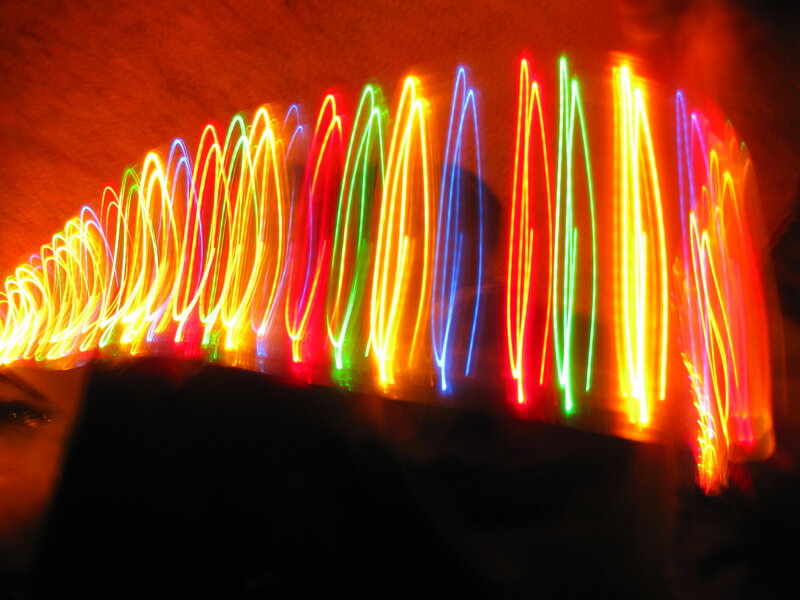 Colorful light trails in motion