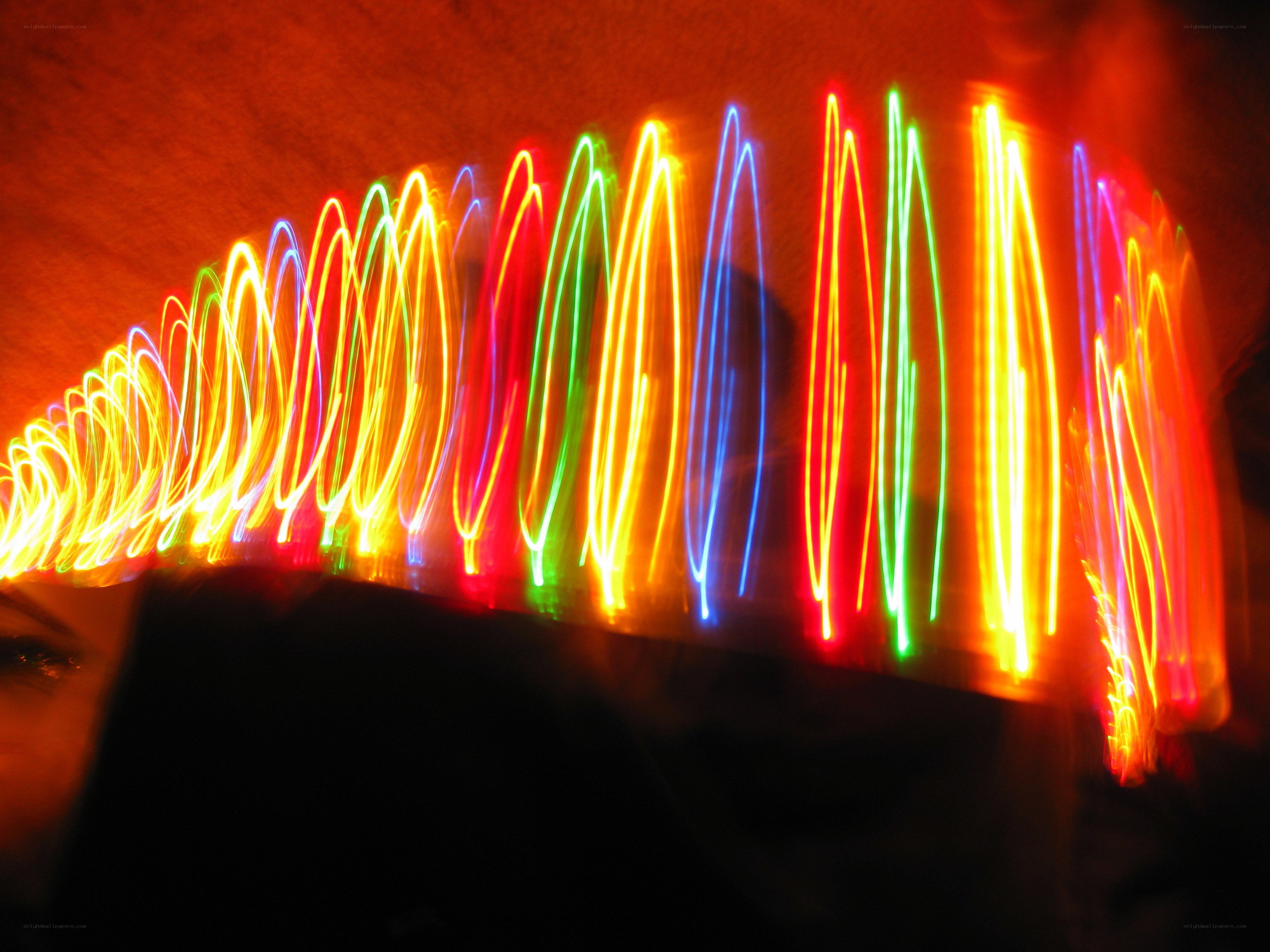Colorful light trails in motion