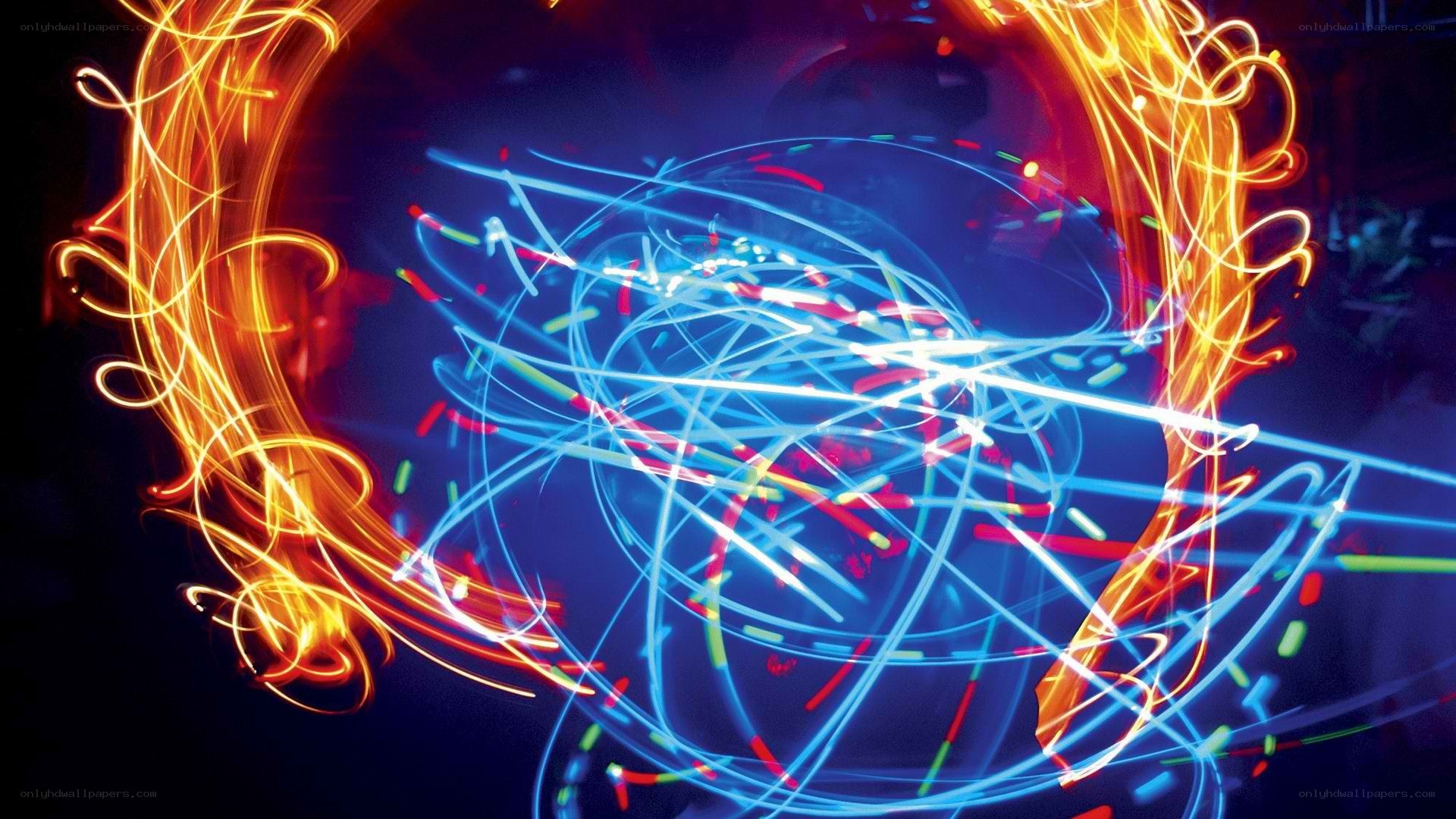 Colorful light trails in motion