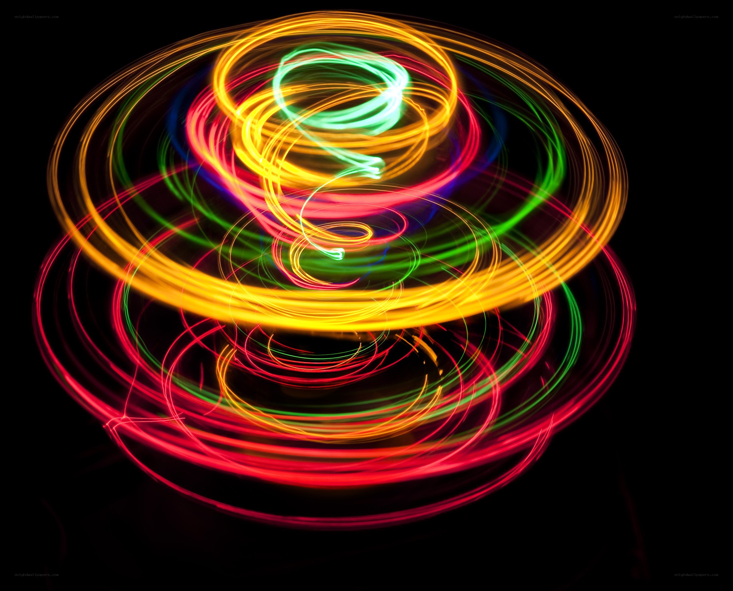 Colorful light trails in motion