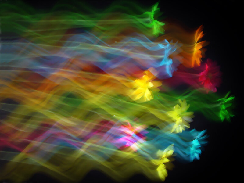 Colorful light trails in motion