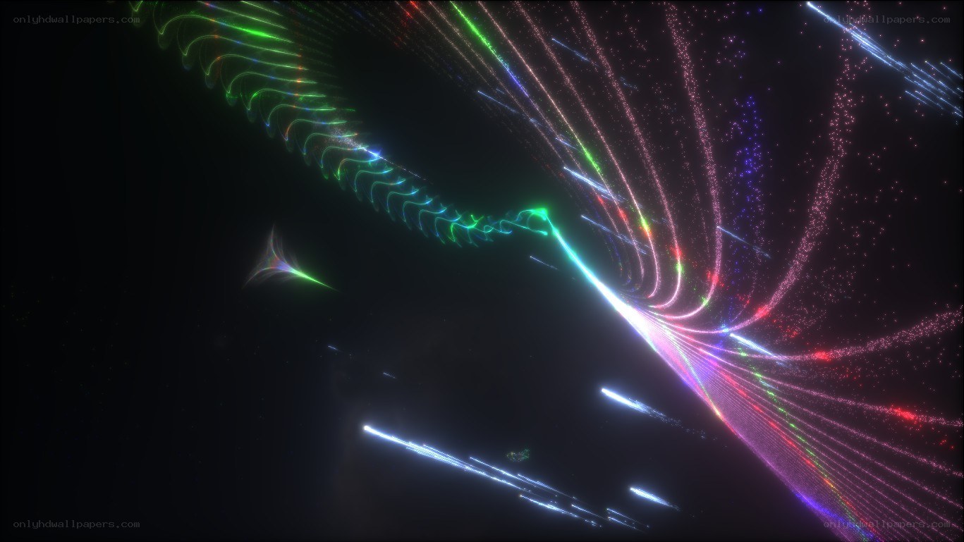 Colorful light trails in space