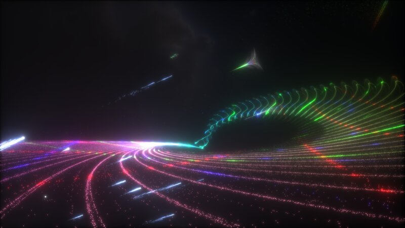 colorful light trails in space
