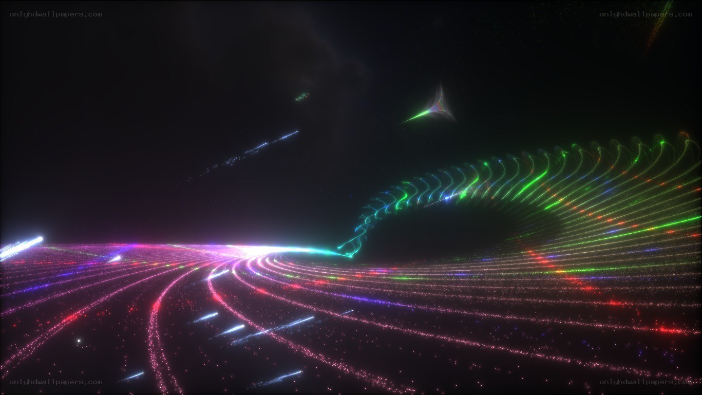 colorful light trails in space