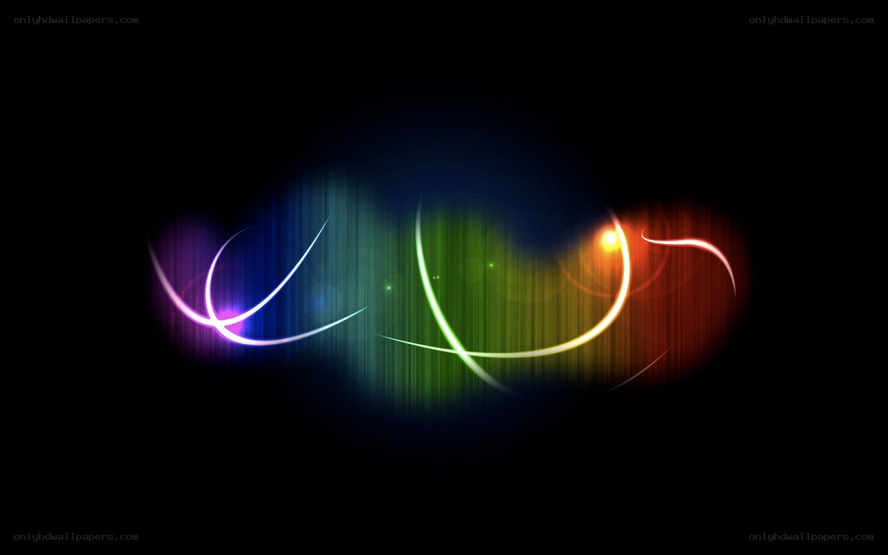 colorful light trails on black