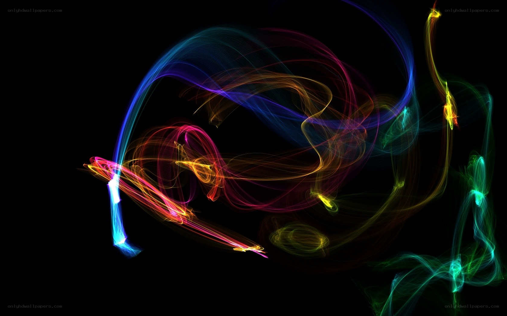 Colorful light trails on black