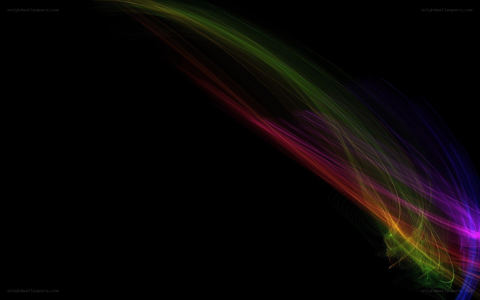 colorful light trails on black