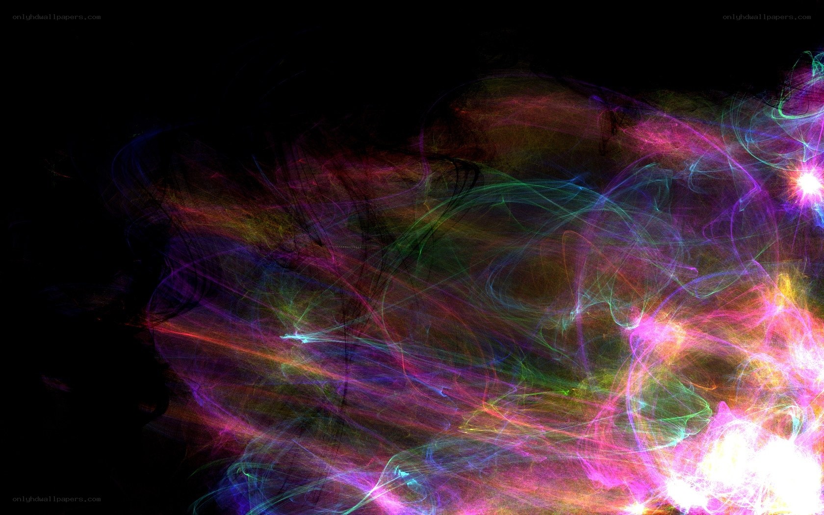 Colorful light trails on black