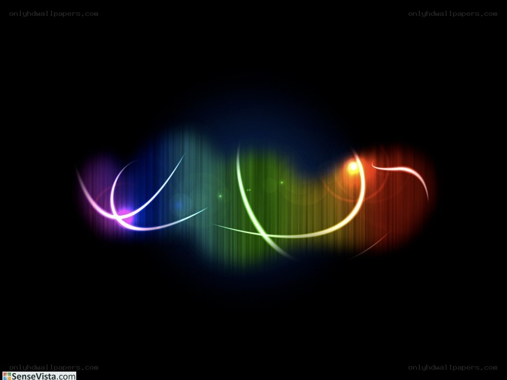 colorful light trails on black
