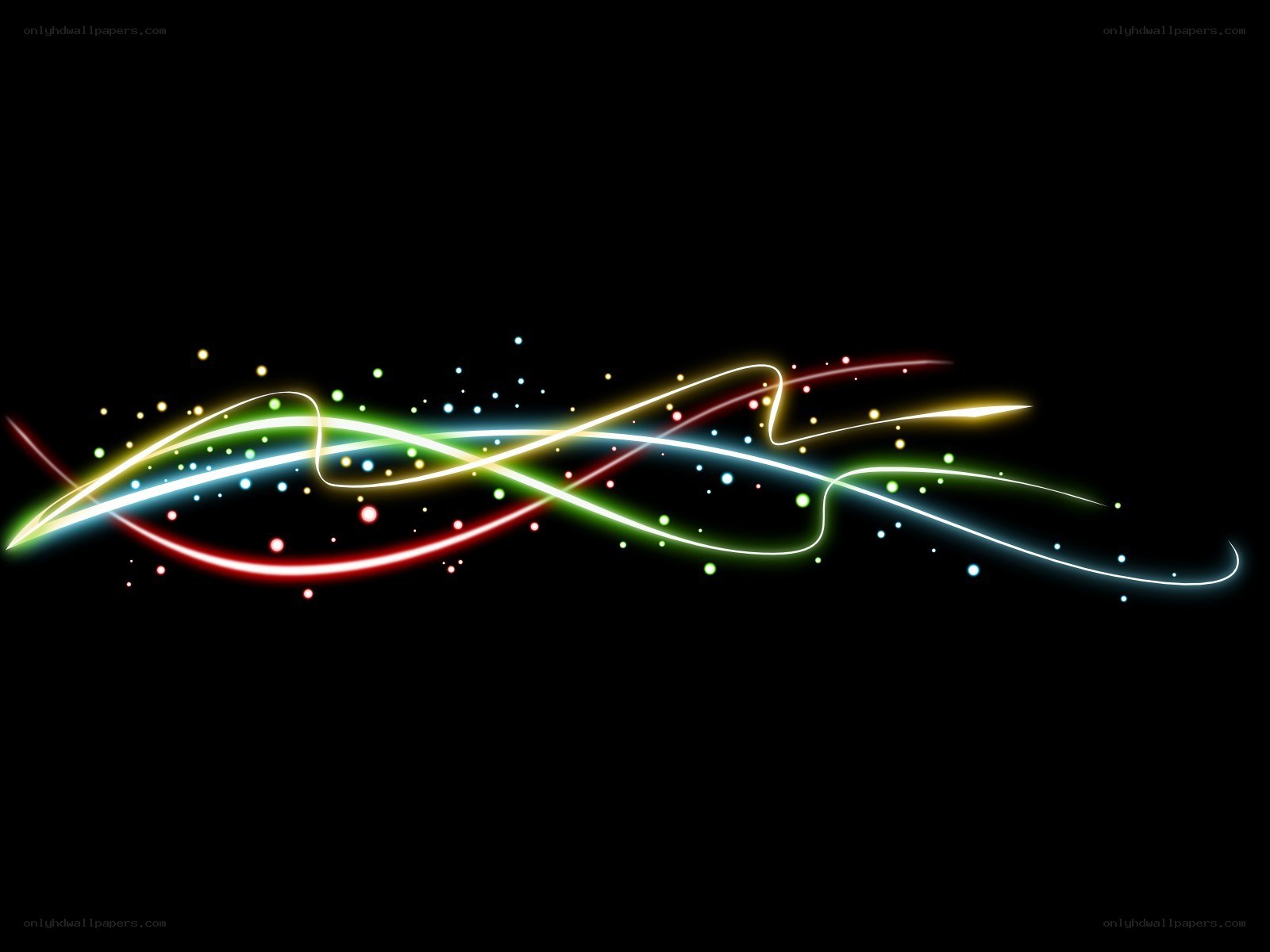 colorful light trails on black