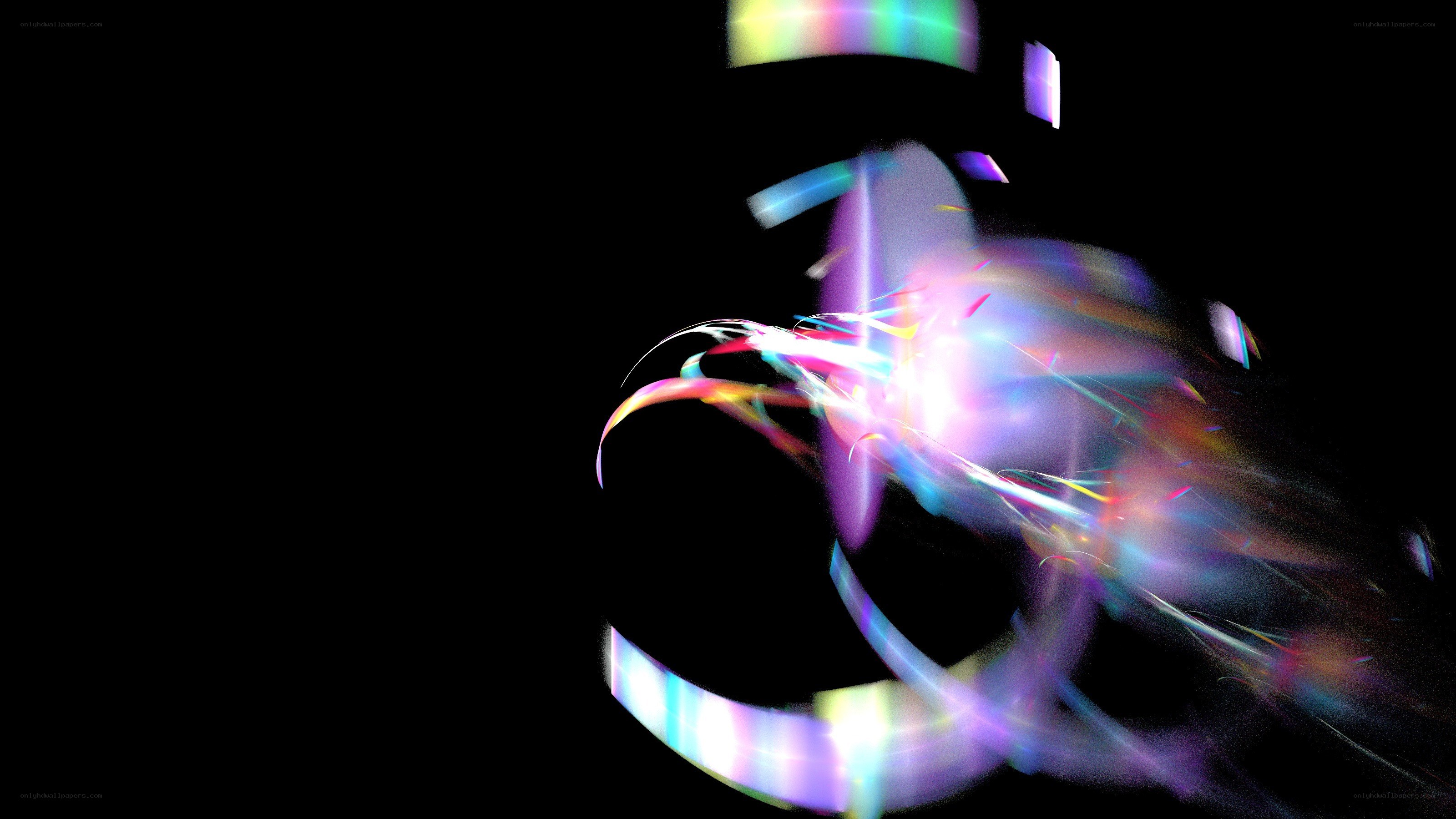 colorful light trails on black