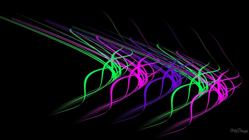 colorful light trails on black