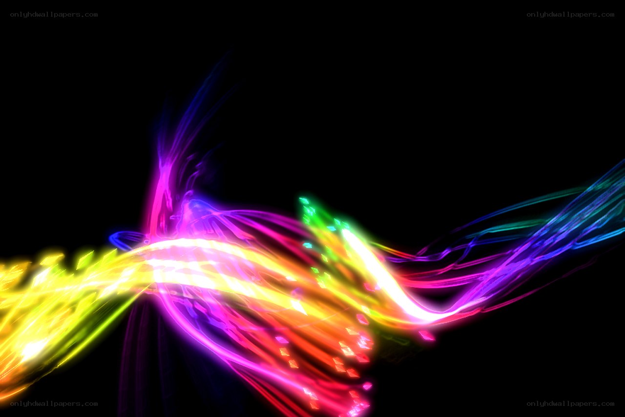 Colorful light trails on black