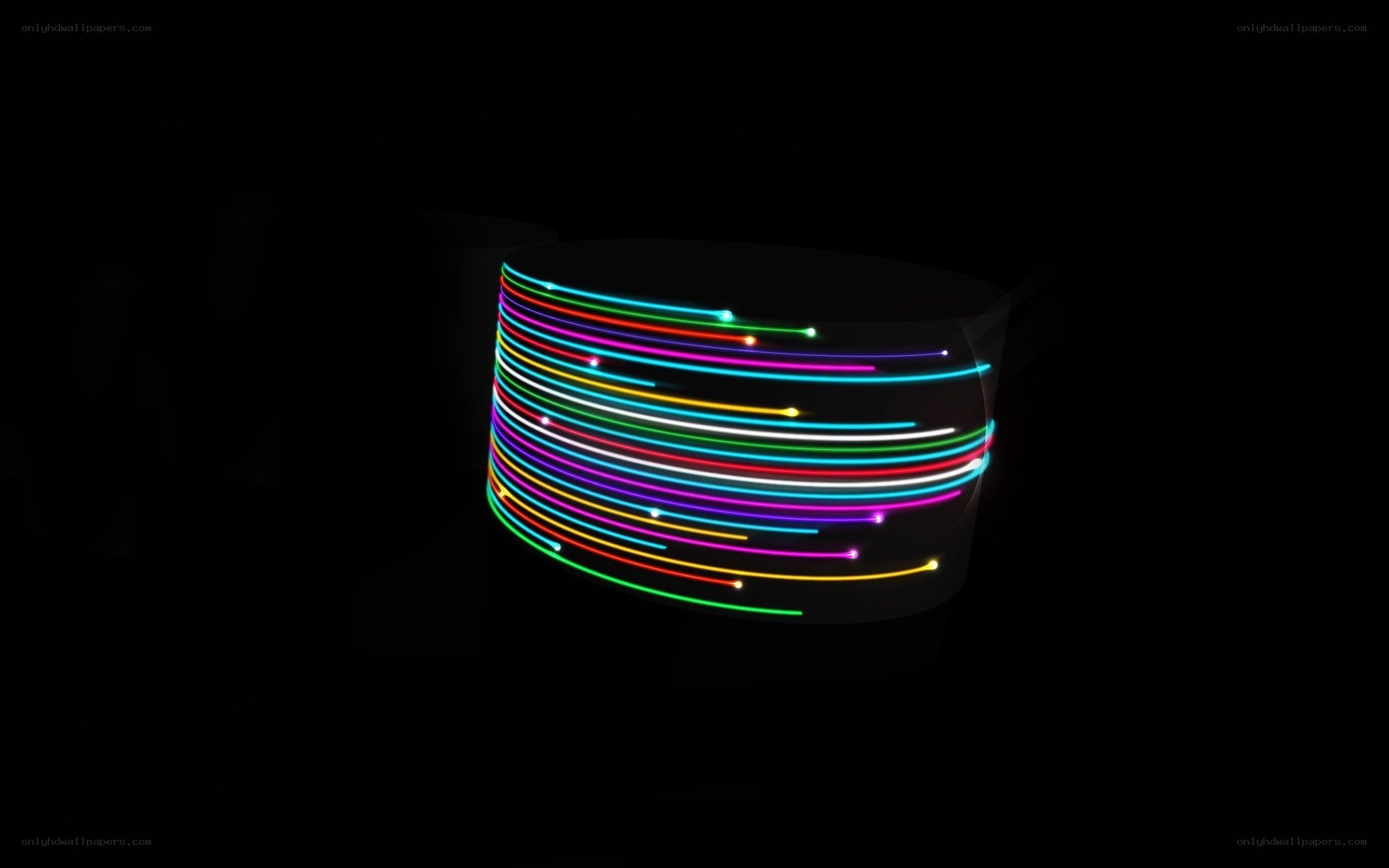 Colorful light trails on black
