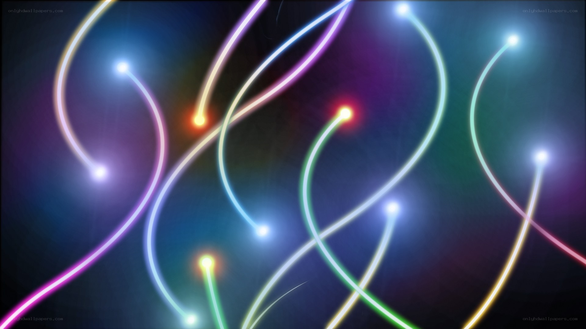 Colorful light trails on dark background