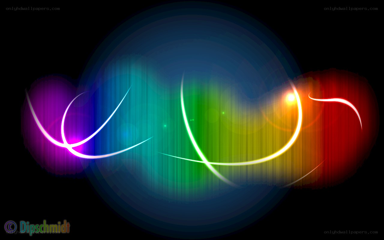 colorful light trails on dark background
