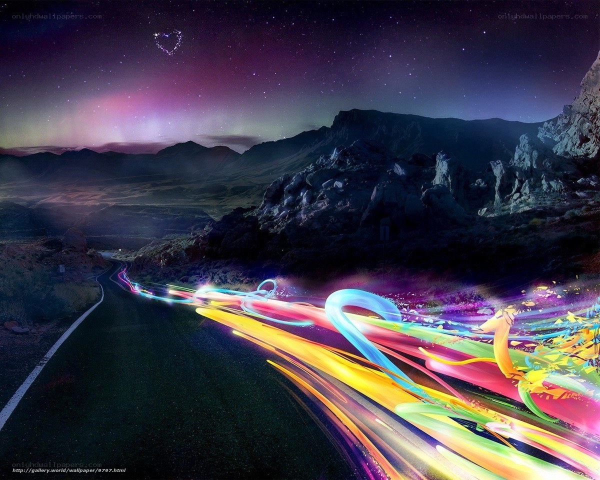 Colorful Light Trails on Road