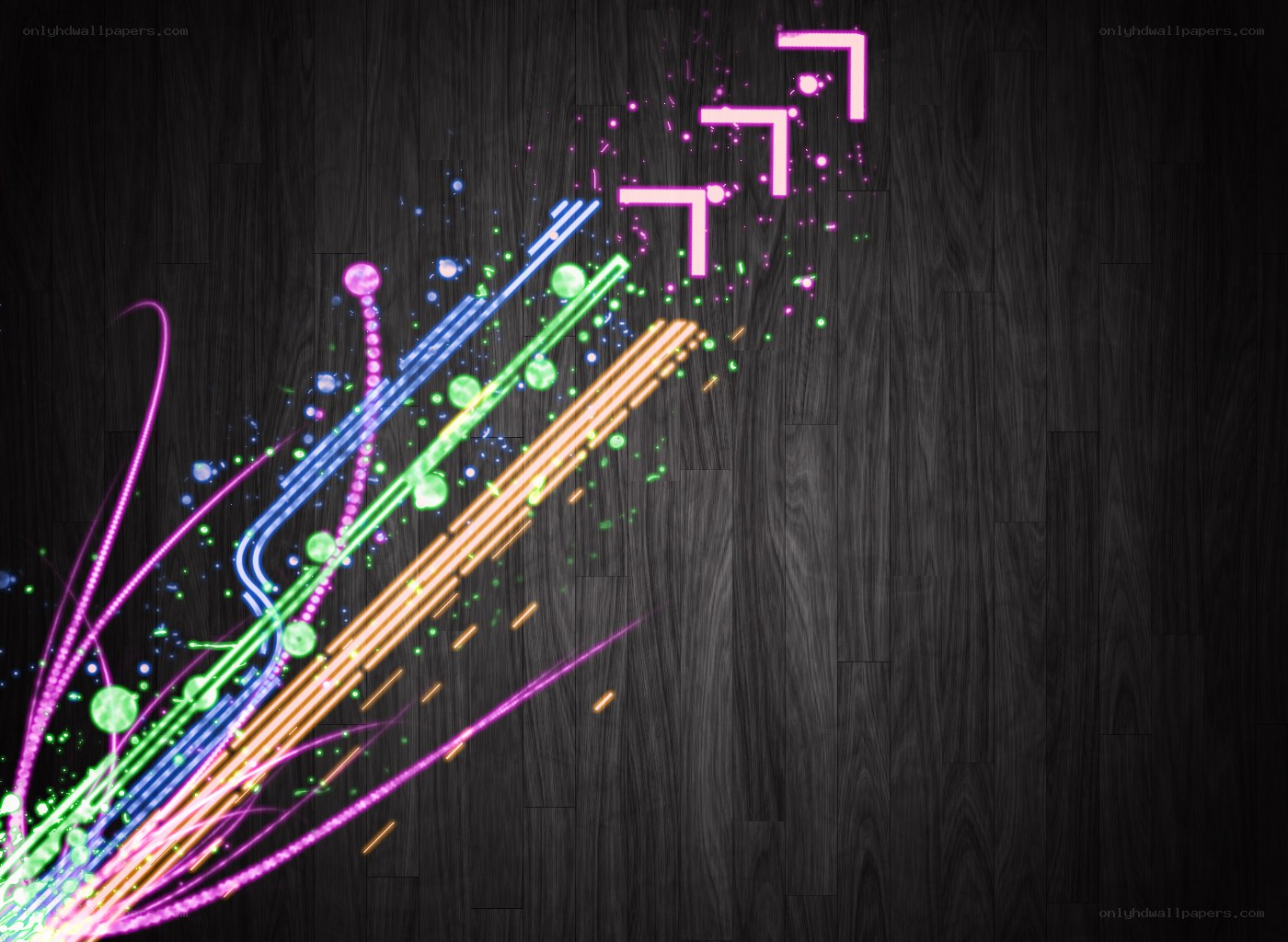 colorful light trails on wood