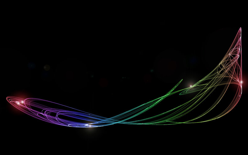 Colorful Light Trails — Purple, Dynamic, Abstract, Light Trails, Dark Background, Lens Flares