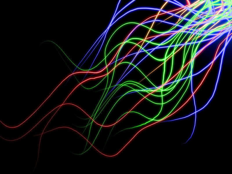 Colorful Light Trails — Red, Dynamic, Abstract, Lines, Dark Background