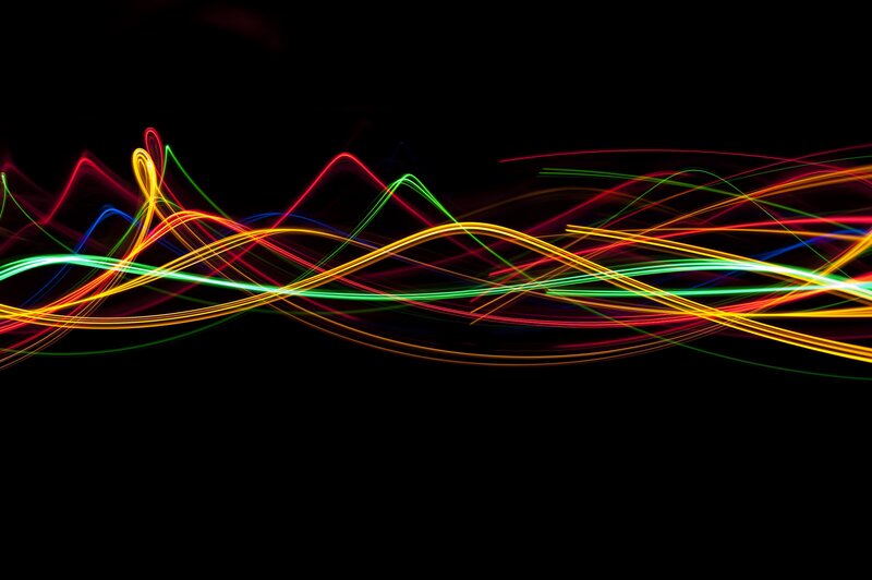 Colorful Light Trails — Red, Dynamic, Abstract, Lines, Waves