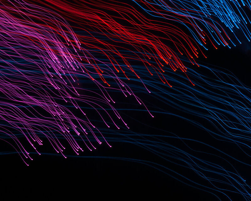 Colorful Light Trails — Red, Dynamic, Night, Abstract, Darkness