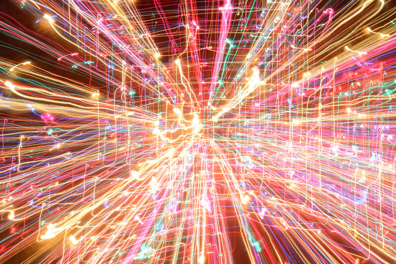 Colorful Light Trails — Red, Dynamic, Night, Abstract, Light Streaks