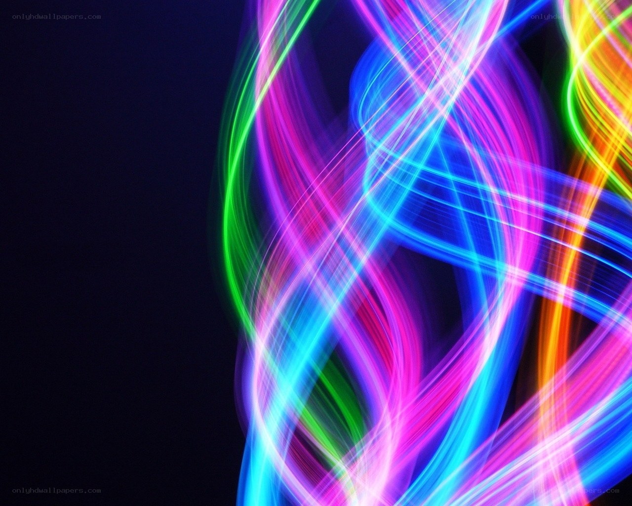 Colorful light trails swirl
