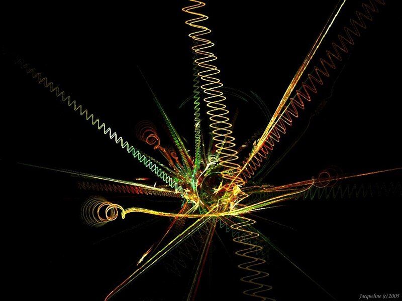 Colorful Light Trails — Yellow, Dynamic, Abstract, Light Trails, Spiral Lines