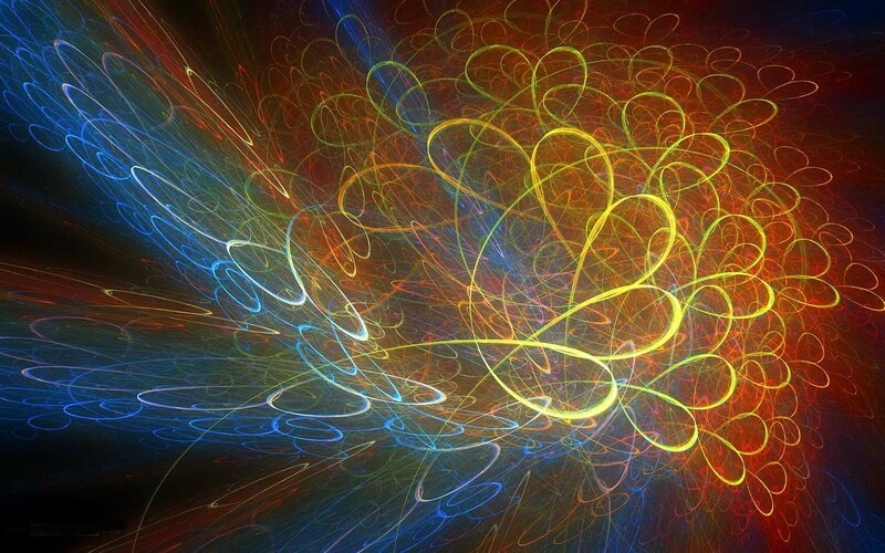 Colorful Light Trails — Yellow, Dynamic, Abstract, Lines, Circles