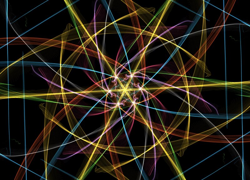 Colorful Light Trails — Yellow, Dynamic, Abstract, Lines, Curves