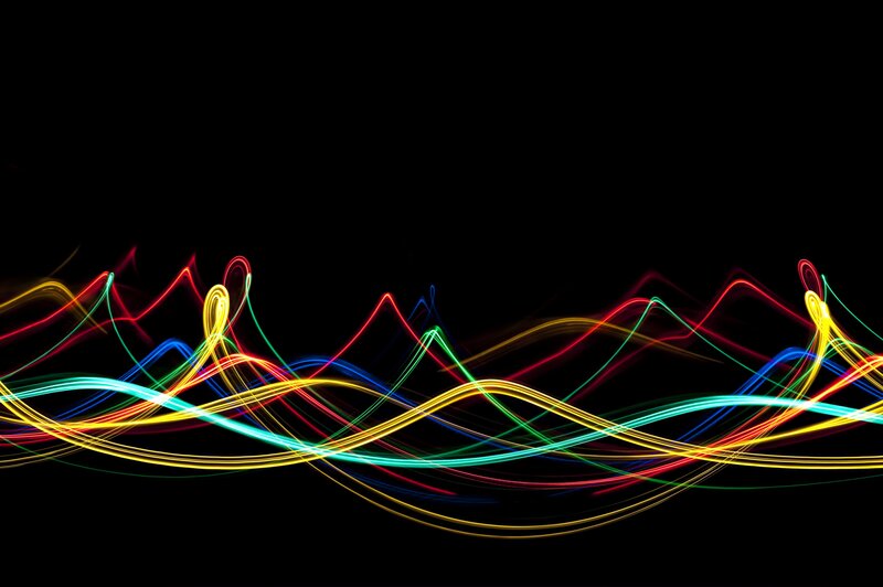 Colorful Light Trails — Yellow, Dynamic, Abstract, Lines, Waves