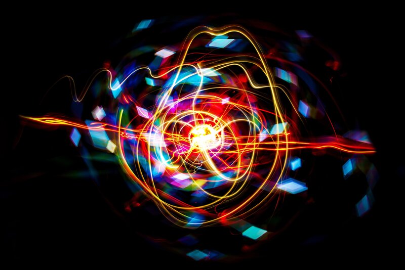 Colorful Light Trails — Yellow, Dynamic, Night, Abstract, Light Trails