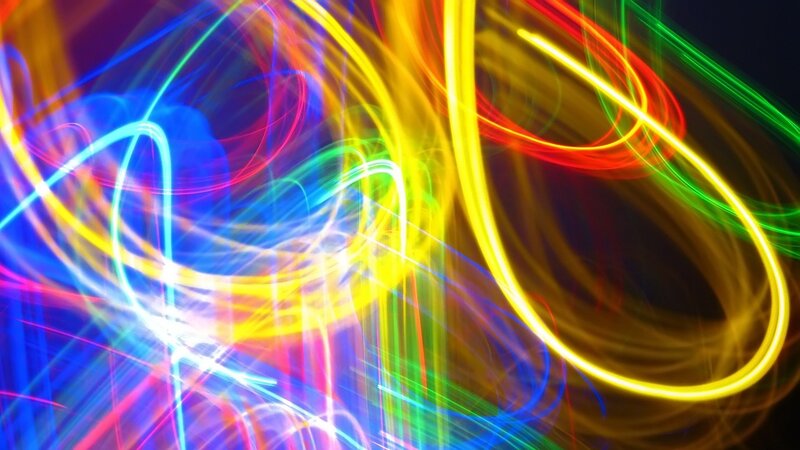 Colorful Light Trails — Yellow, Dynamic, Night, Abstract, Motion