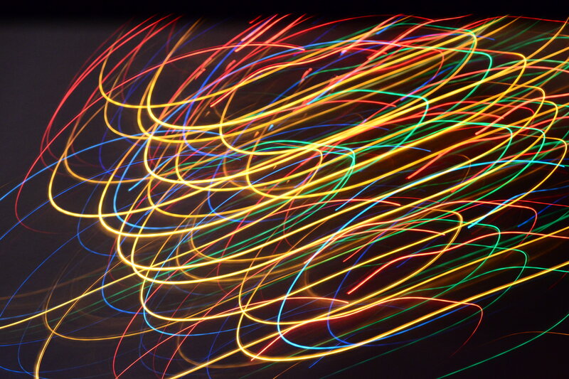 Colorful Light Trails — Yellow, Dynamic, Night, Abstract