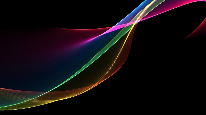 Colorful Light Waves — Black, Dynamic, Abstract, Curves