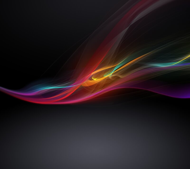 Colorful Light Waves — Black, Dynamic, Abstract, Dark Background