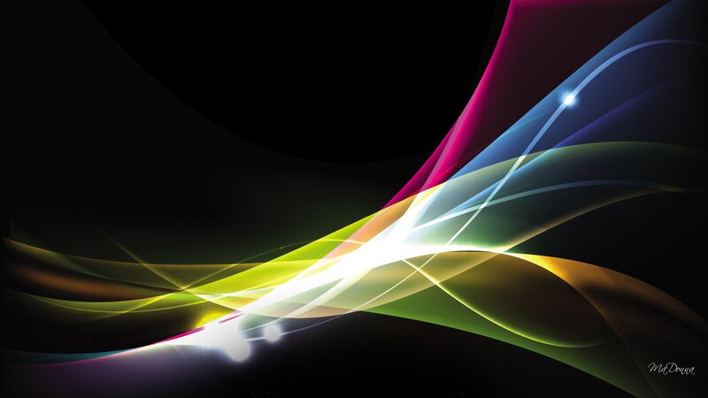 Colorful Light Waves — Black, Dynamic, Abstract, Glow
