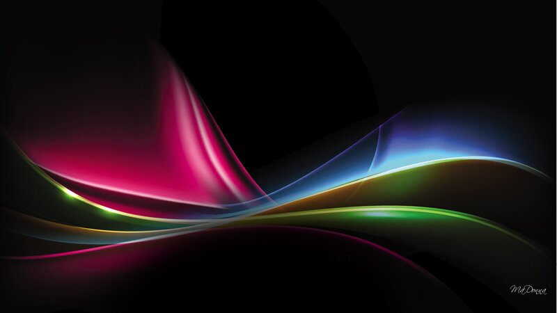 Colorful Light Waves — Black, Dynamic, Abstract