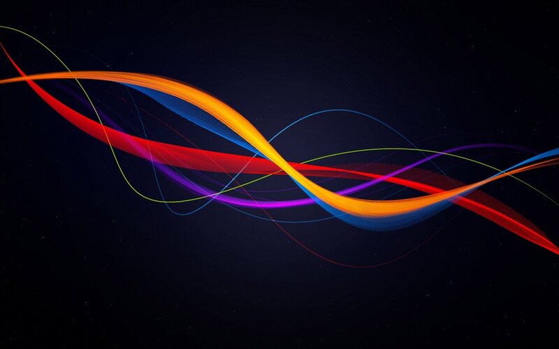 Colorful Light Waves — Black, Dynamic, Night, Abstract, Stars