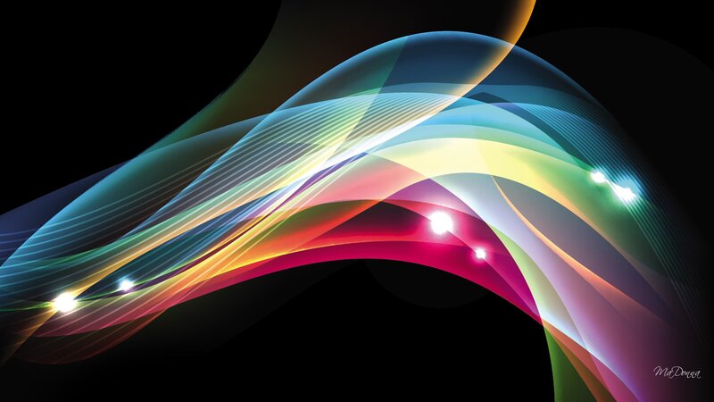 Colorful Light Waves — Black, Dynamic