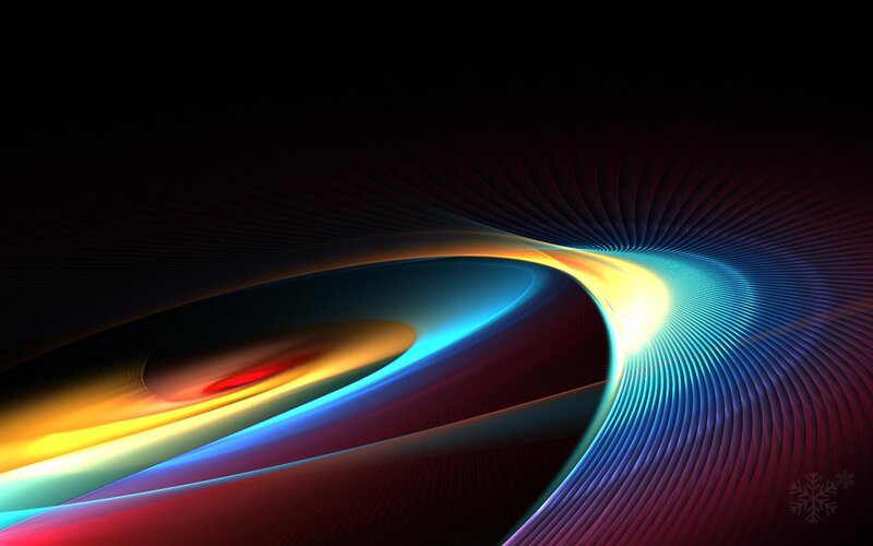 Colorful Light Waves — Blue, Dynamic, Abstract, Curves, Snowflake