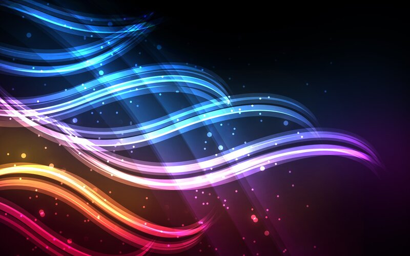 Colorful Light Waves — Blue, Dynamic, Abstract, Light Streaks, Particles, Dark Background