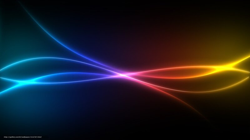 Colorful Light Waves — Blue, Dynamic, Abstract, Wave, Dark Background