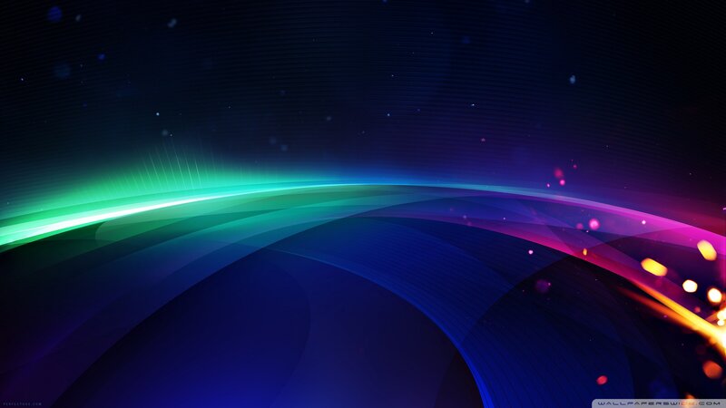 Colorful Light Waves — Blue, Dynamic, Night, Digital Art