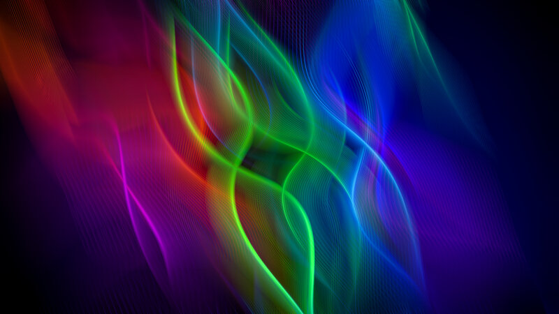 Colorful Light Waves — Green, Dynamic, Abstract, Light Trails