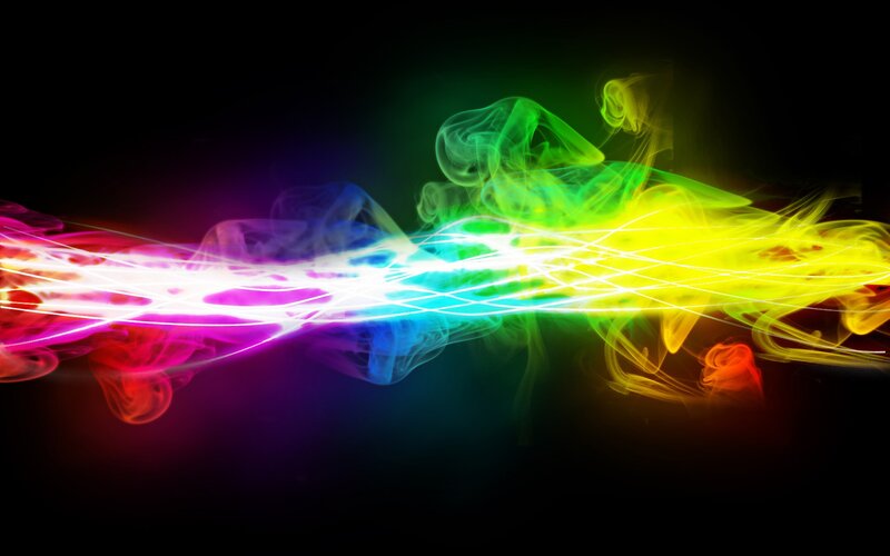 Colorful Light Waves — Green, Dynamic, Abstract, Smoke, Energy