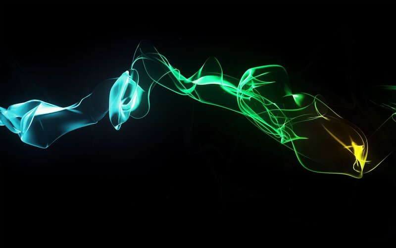 Colorful Light Waves — Green, Dynamic, Digital Art, Smoke